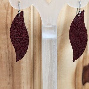 Chic Maroon Leaf Earrings